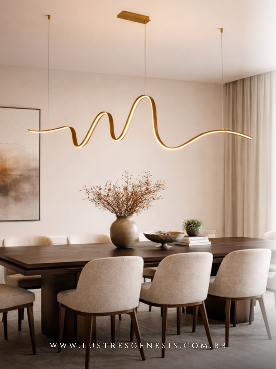 Lustre Pendente de LED Moderno 160cm Dourado Lustres Genesis loja online de Lustres e Iluminação Decorativa